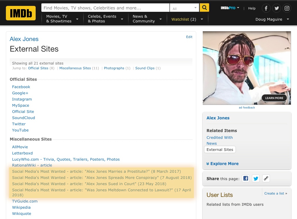 Alex Jones on IMDb!